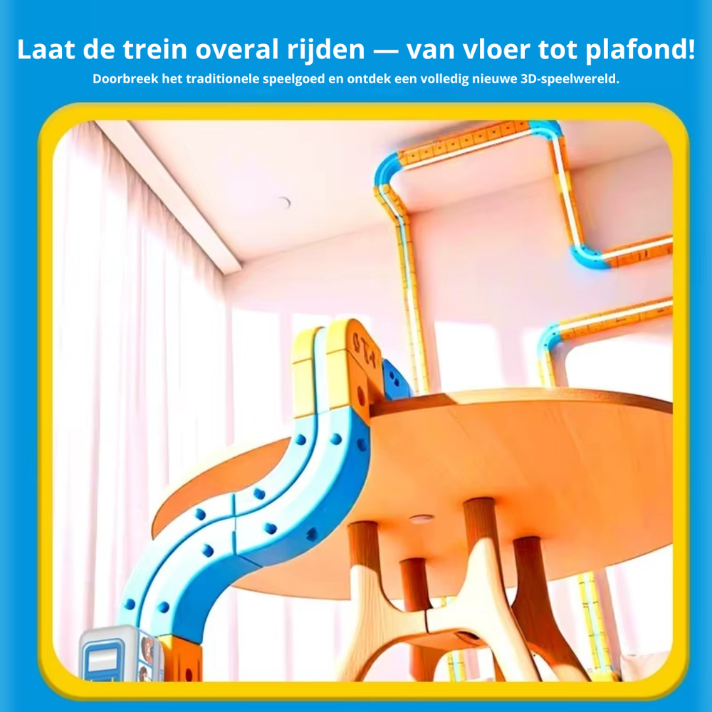Brixano SkyRail Bouwtrein – Magnetische 3D Treinbaan met Elektrische Trein voor Creatief Speelplezier