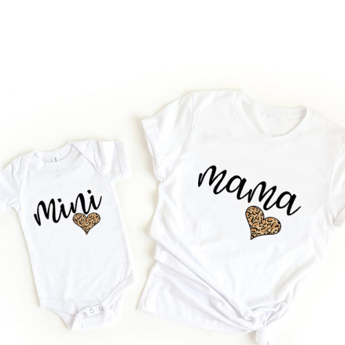 Mama & Dochter Matching Set – Shirt & Romper Outfit | Regenboog Print