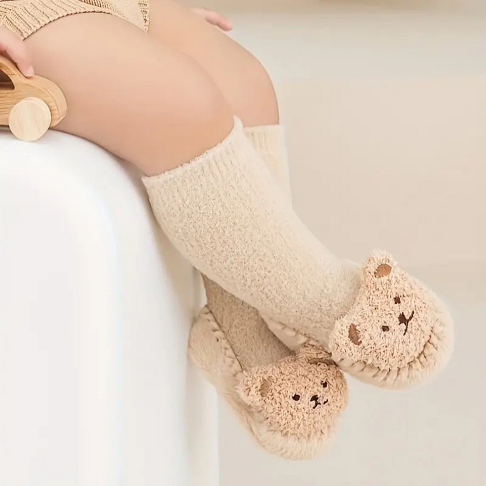 Beary Socks Kinder Slofsokken – Warme Pluche Sokken met Teddybeer & Antislip