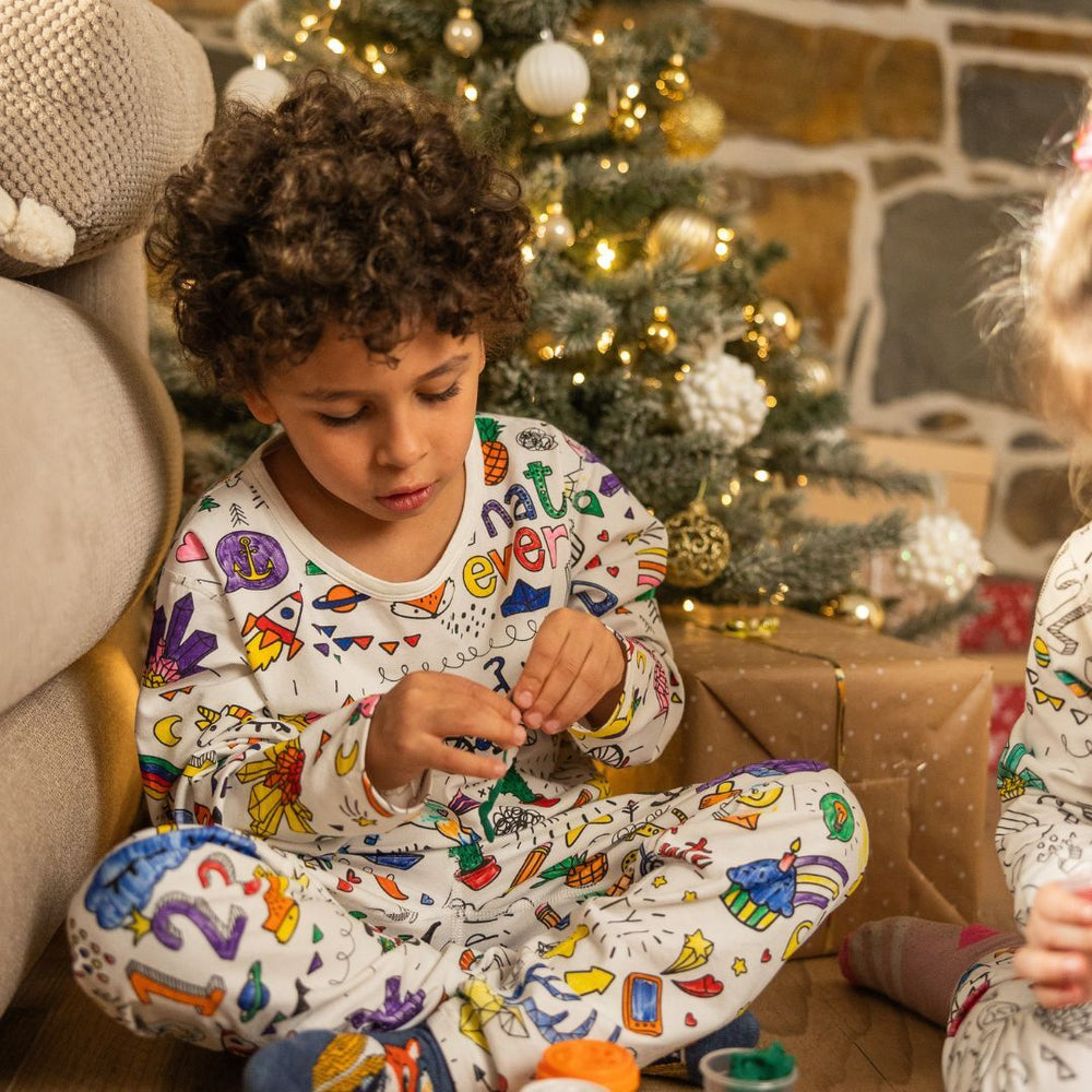 Inkleurbare Kinderpyjama – Personaliseerbare, Zachte en Ademende Pyjama voor Creatieve Kids