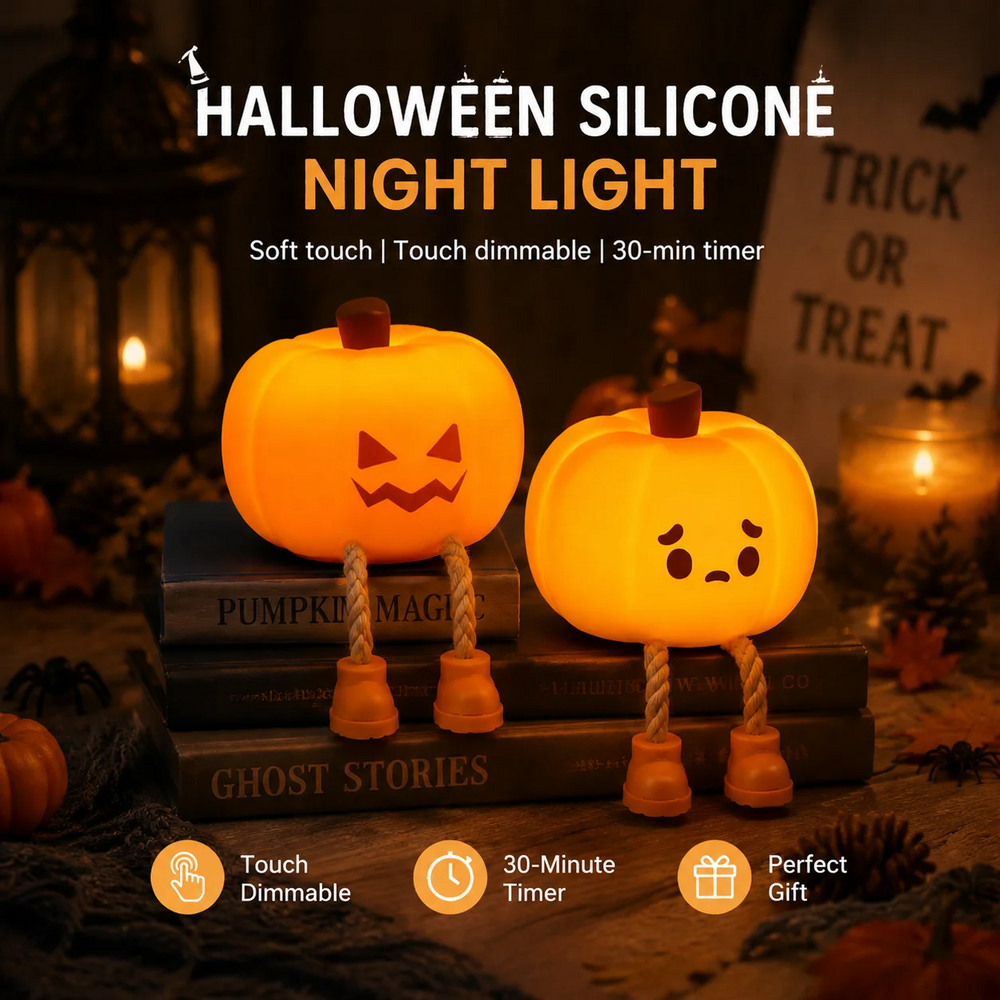 Halloween nachtlampje met zacht sfeerlicht – siliconen, oplaadbaar via USB-C | kinderkamerlamp