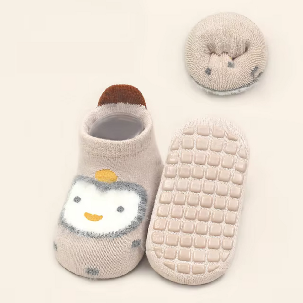 SnugSteps Baby & Peuter Anti-Slip Sokjes – Warme Cartoon Sokken voor Veilig Lopen en Spelen