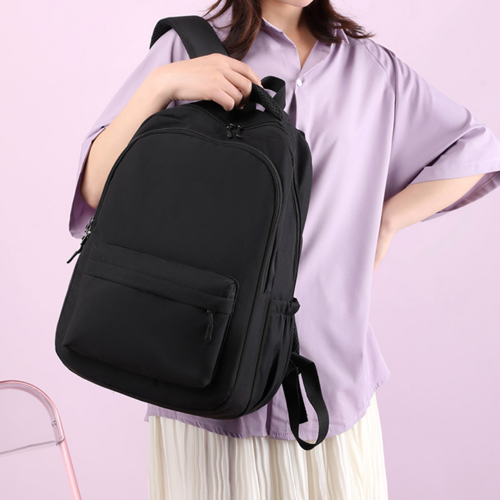 Laptoprugzak voor school en studie met voorvak en zijvakken – nylon, lichtgewicht | schooltas