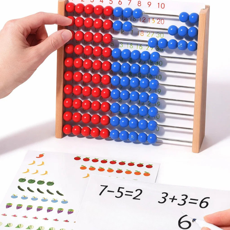 Houten Rekenspel voor Kinderen – Montessori Telbord met Magnetische Schijven & Krijtbord | Eduvia RekenRond