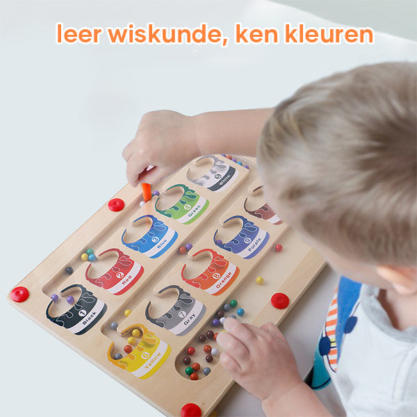Magnetisch Houten Doolhof voor Kinderen – Leerzaam Kleur- en Telspel voor Peuters en Kleuters