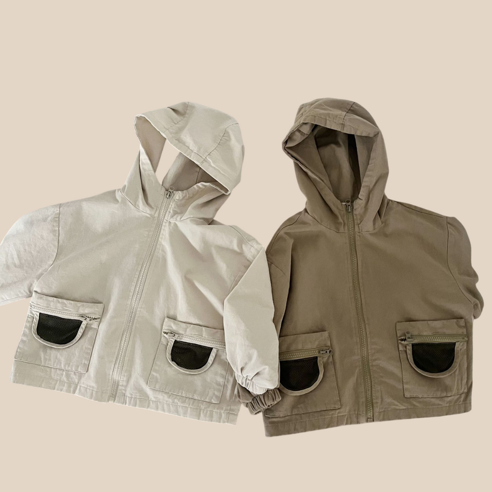 Kinder Jas met Capuchon – Lichtgewicht Windbreaker Beige/Bruin (0–8 Jaar)