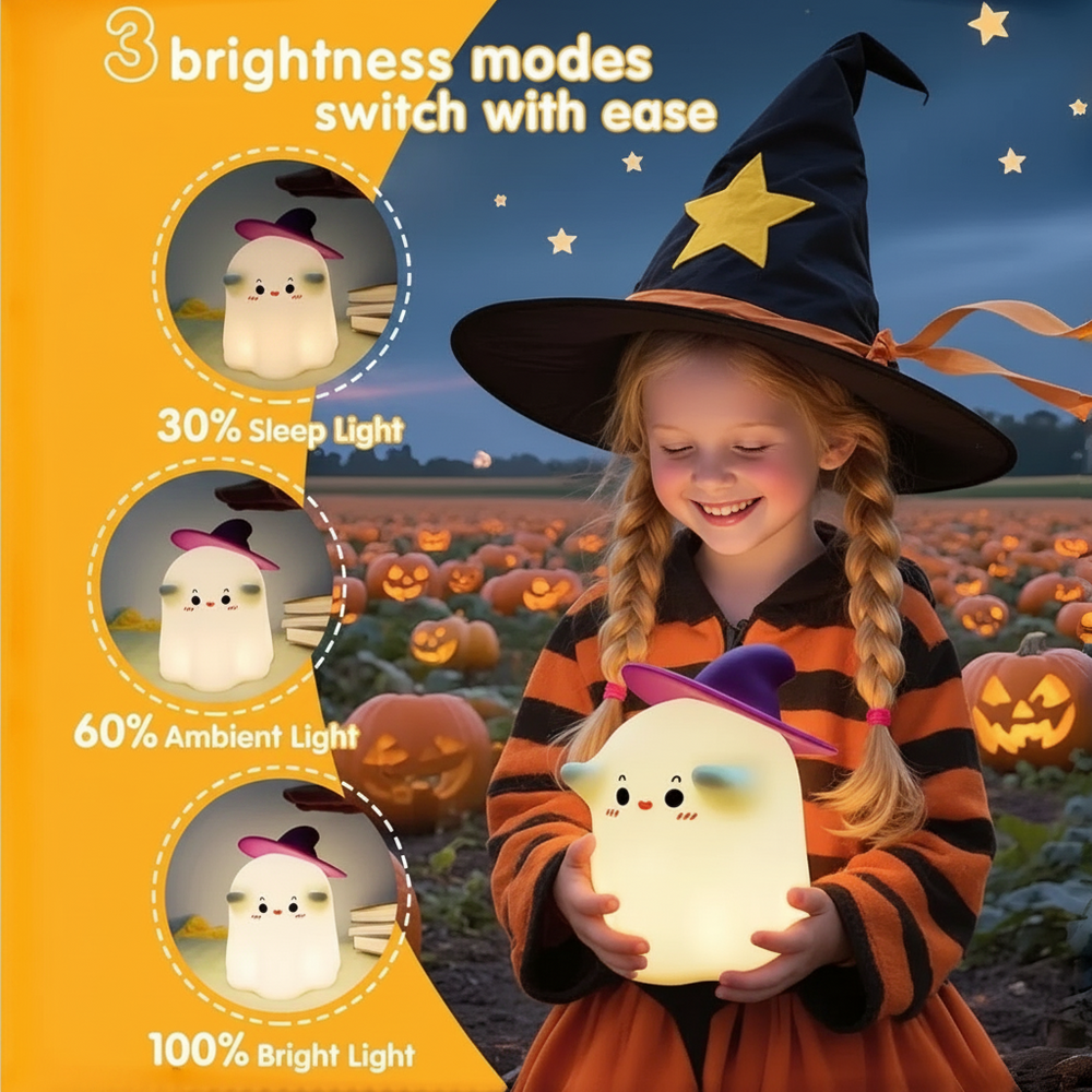 Halloween nachtlampje met zacht sfeerlicht – siliconen, oplaadbaar via USB-C | kinderkamerlamp