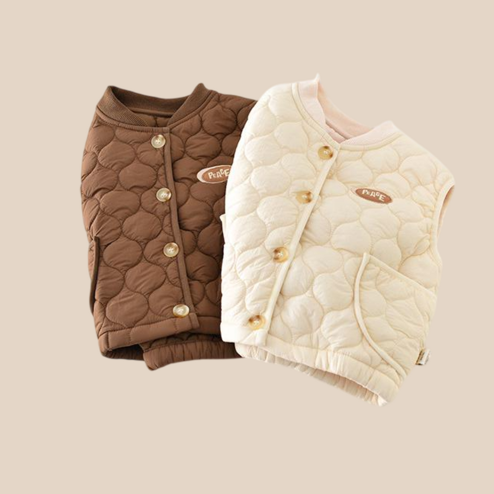 Gewatteerde Bodywarmer - Pape Unisex, Bruin/Beige, Katoen, Maat 0-4 jaar