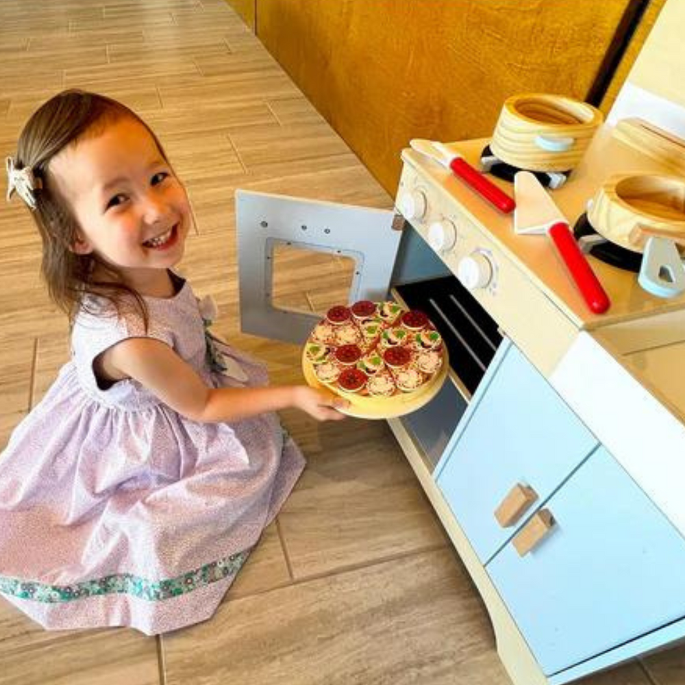 Houten Pizza Speelset voor Kinderen – Educatief Rollenspel vanaf 3 jaar