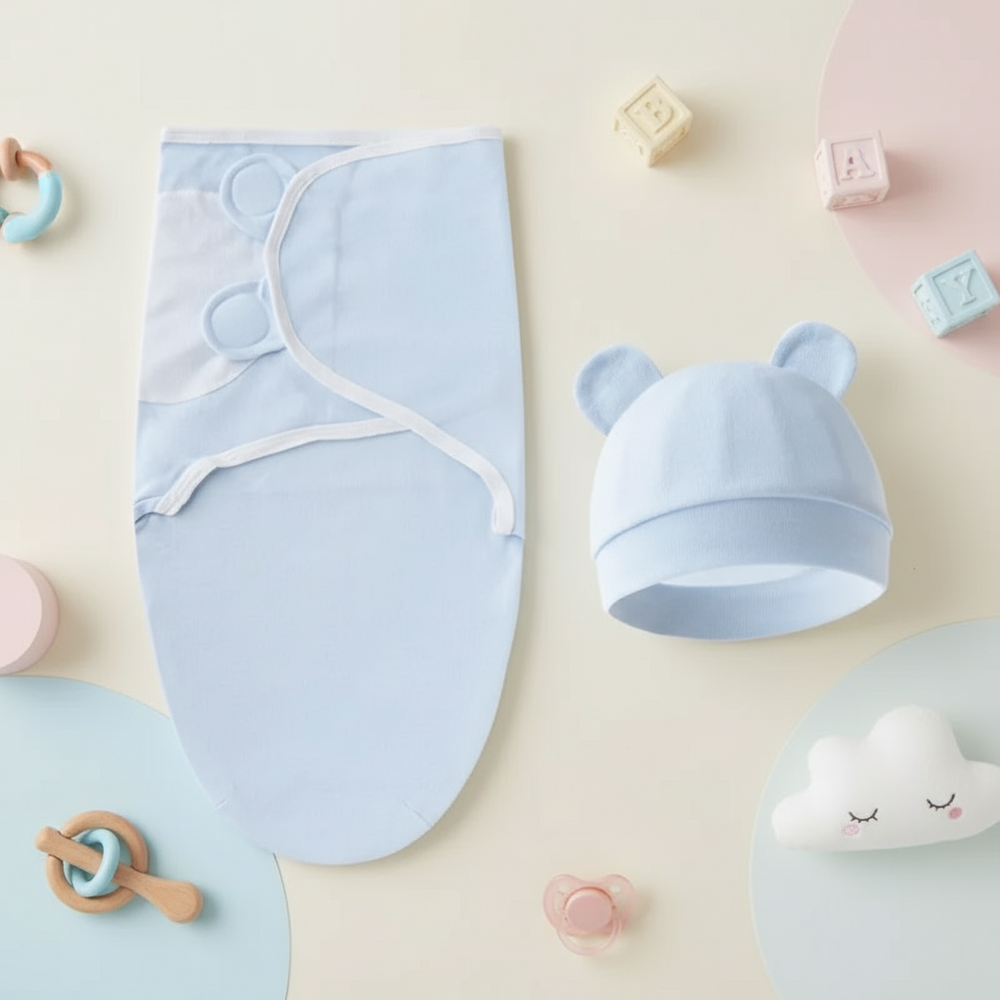 CalmiNest Baby Cocoon Swaddle – Ademend Katoenen Inbakerdeken voor Pasgeborenen – Warm & Veilig Slapen