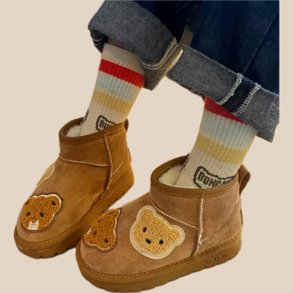 Enkellaars met Beren - Sana Meisjes, Bruin, Suède, Maat 20-30