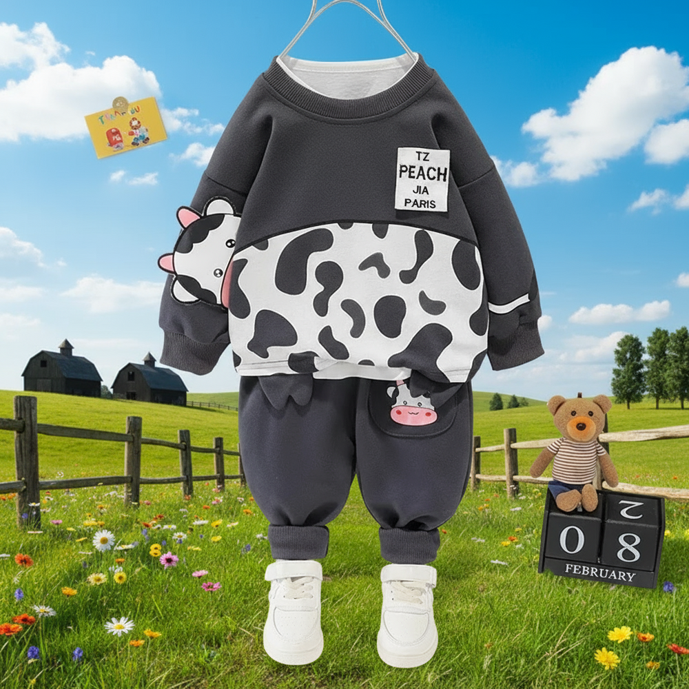 Zachte Tweedelige Kinderkleding Set van Katoen – Warm, Comfortabel & Perfect voor Dagelijks Gebruik