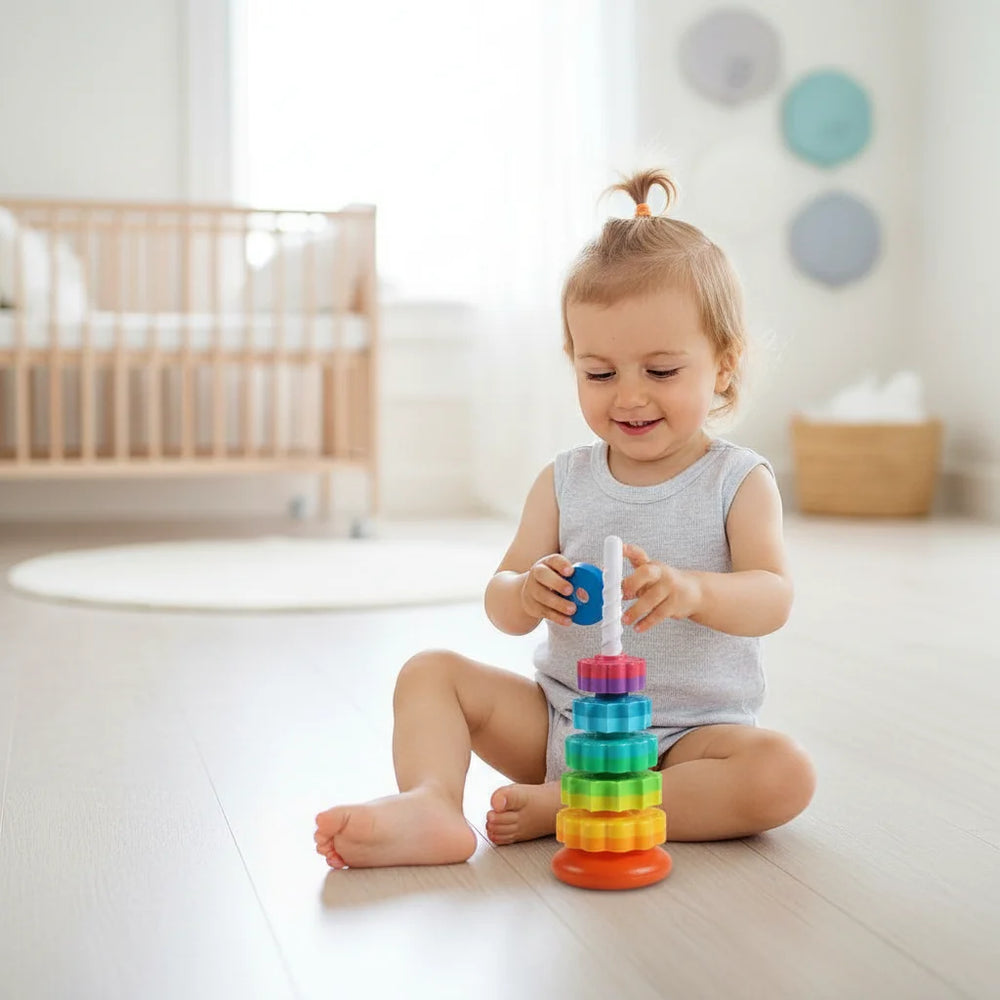 Rotating Tower™ Kleurrijke Stapeltoren – Educatief Speelgoed voor Baby’s & Peuters (1+)