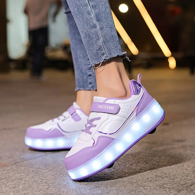 GliderZoom Kinder Sneakers – LED Lichtjes & Uitklapbare Wieltjes voor Buitenplezier