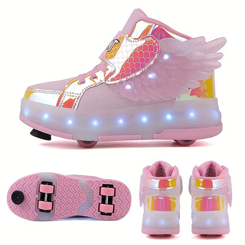 GlowSkate LED Rolschaats Sneakers met Vleugels – Meisjes | Maat 29-37