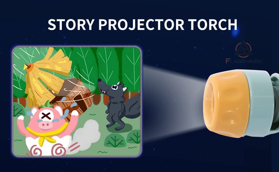 Story Torch Bedtijd Projector Zaklamp – 48 Kleurrijke Patronen voor Creatieve Kinderen