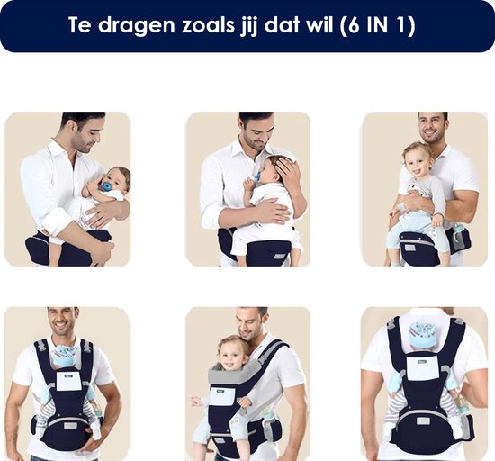 Unisex Baby Draagzak Grijs 6-in-1 Verstelbaar Comfortabel Katoen-More For Mini