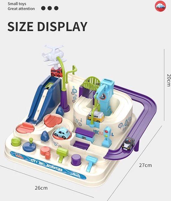 Speelset met Auto’s - TurboCity Avonturenbaan, Interactief, Zonder Batterijen, Inclusief 4 Voertuigen & Helikopter, Educatief, 3+ Jaar