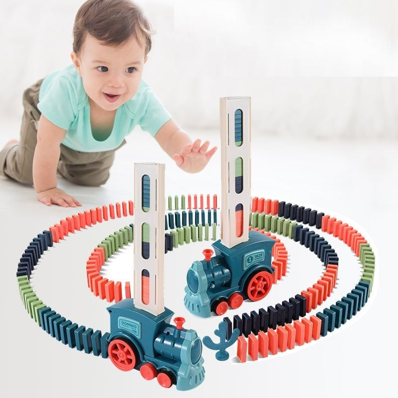 Automatische Domino Trein – Educatief STEM Speelgoed met Licht & Geluid | Bouw je Eigen Domino Parcours