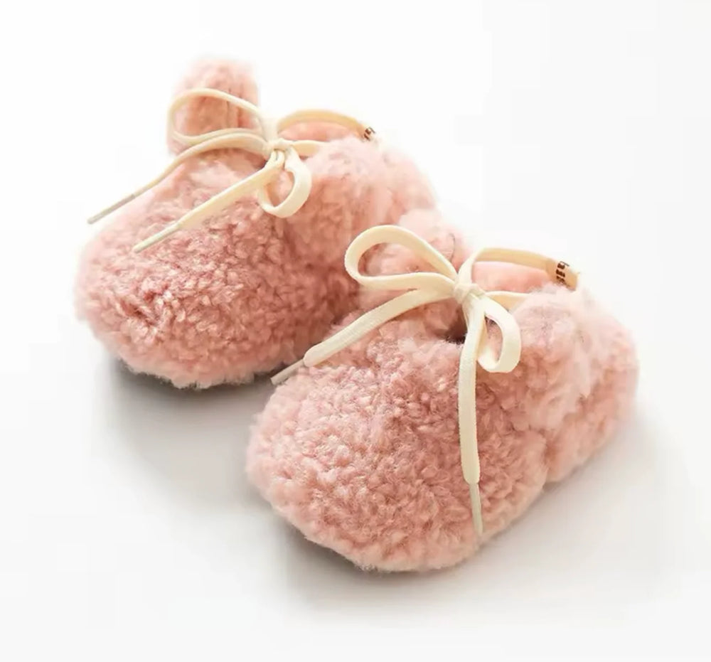 Antislip Bunny Pantoffels voor Baby’s - MoreForMini Unisex, Roze, Wol, Maat 0-2 Jaar