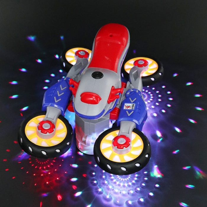 MotoFlash Elektrische Motorfiets met LED Lichten en Muziek – 360° Draaiend Speelgoed voor Kinderen