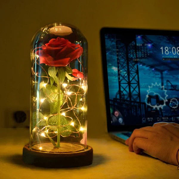 EternaGlow Eeuwige Roos met LED onder Stolp – Romantisch Cadeau voor Moederdag & Valentijn