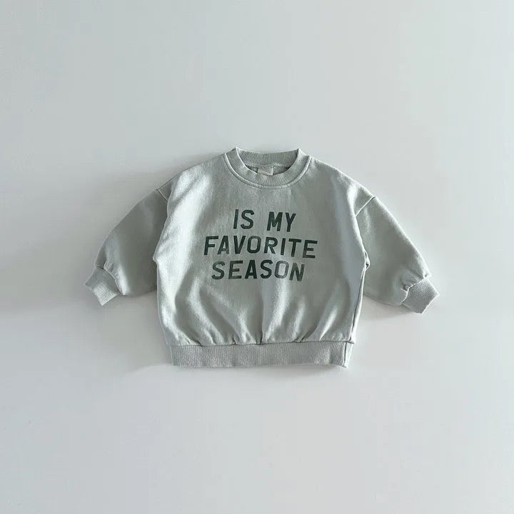 Kinder Sweater met Slogan - Favoriete Seizoen Baby Peuter Kleuter Kinderen, Grijs, Katoen,  Maat 0-6 Jaar