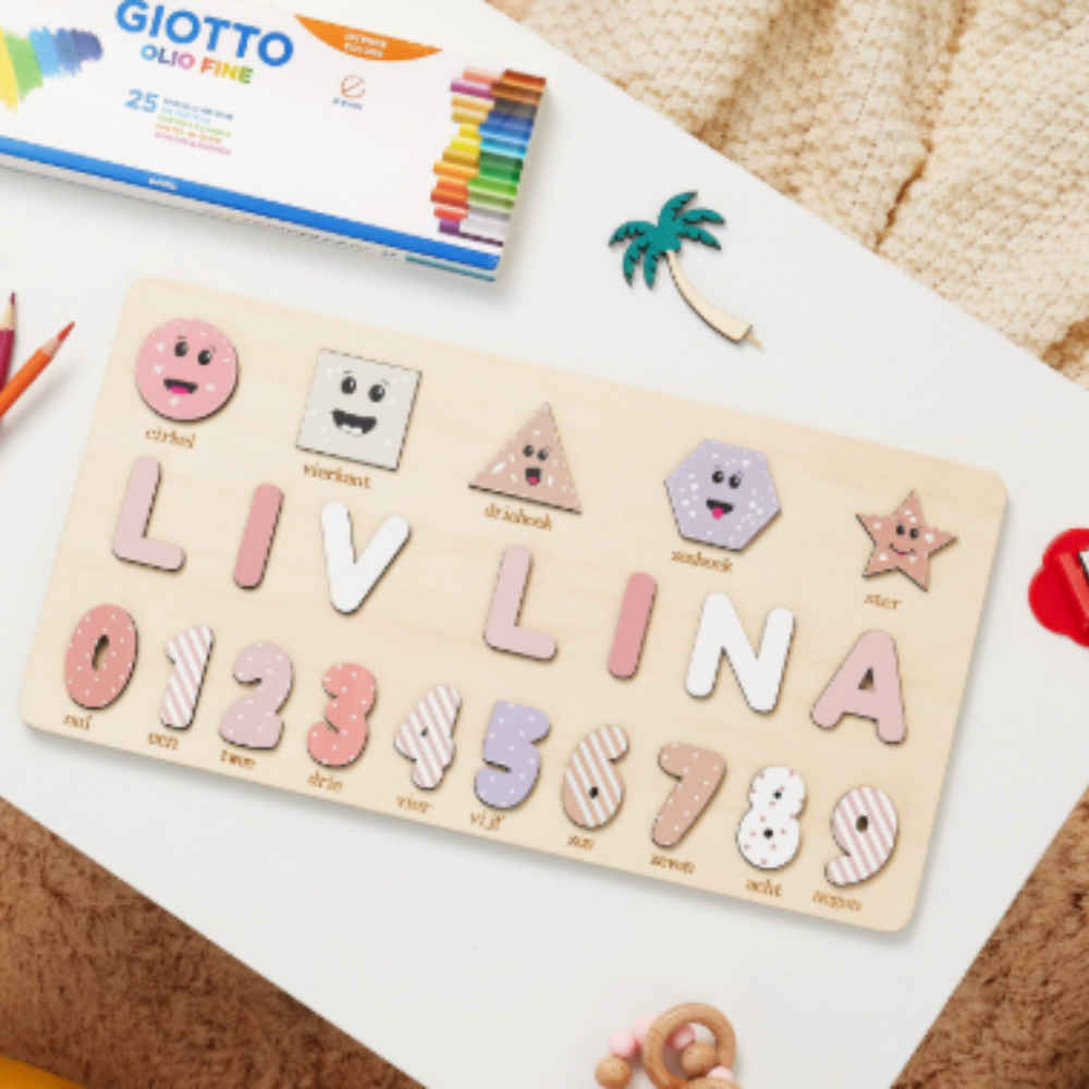 Gepersonaliseerde Houten Naam Puzzel – Educatief Cadeau Kind