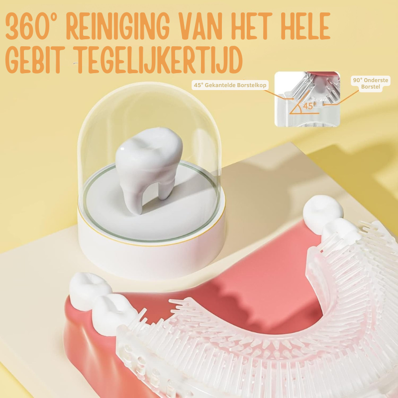 Elektrische Kinder Tandenborstel met 360° U-Borstel | SparkleStep Kids SonicBrush – Zacht, Waterdicht en Met 6 Poetsstanden