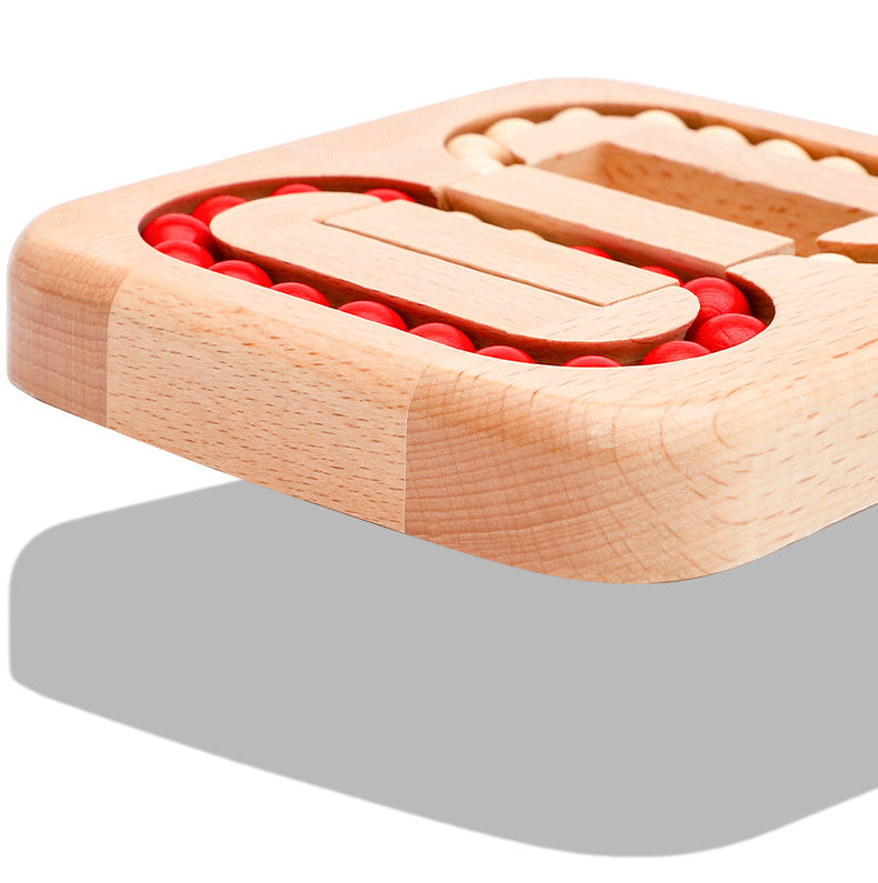 Eduvora BrainSlide Houten Kralenpuzzel – Educatief Denkspel van Beukenhout voor Kinderen 3+