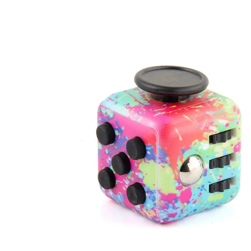 Fidget cube met 6 tactiele zijden – stille klikknoppen, stalen rolbal, zakformaat | fidgetkubus