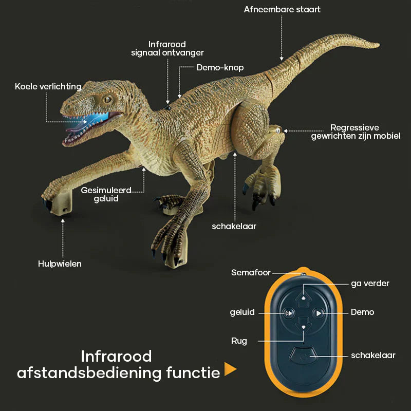 RC Dinosaurus Velociraptor – Realistisch Bewegend met Geluid & Afstandsbediening