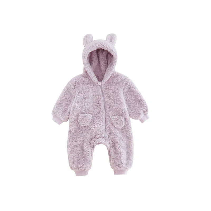 Warme Baby Onesie met Oortjes – Fleece Babypakje 0–24 Maanden