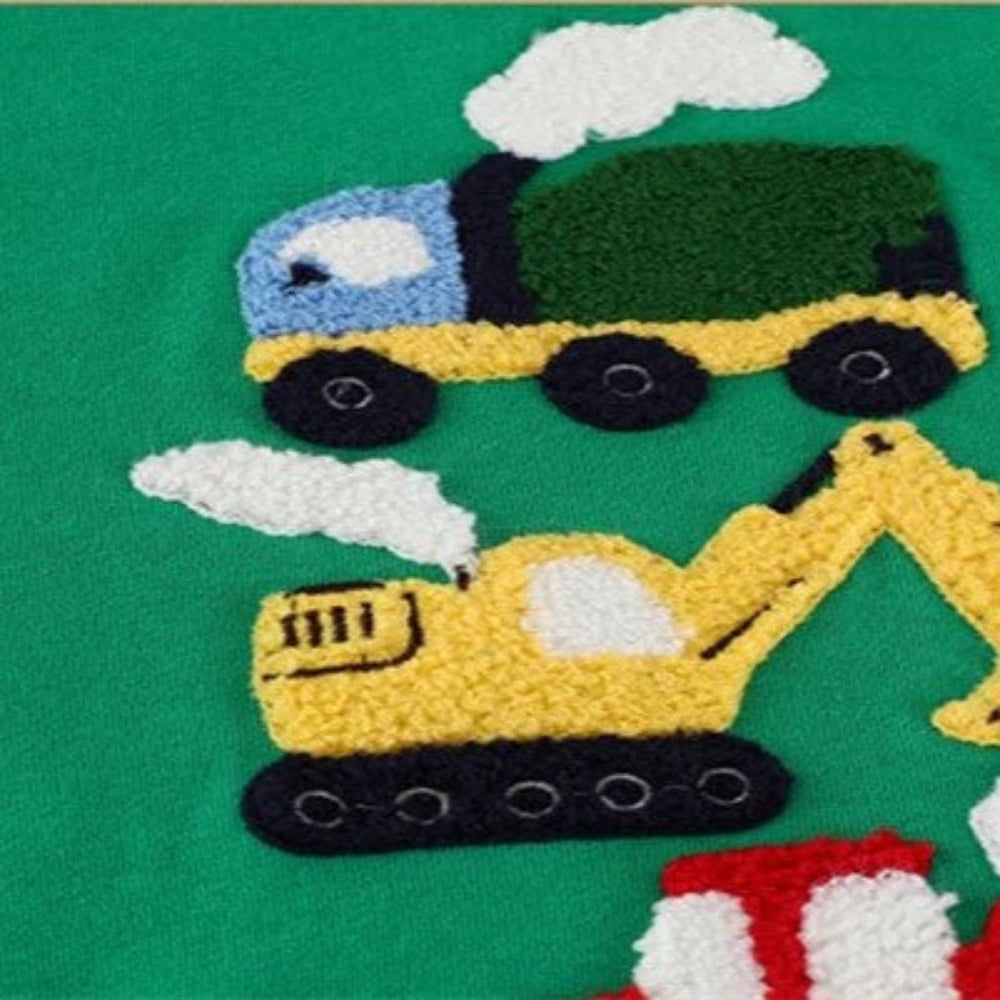Groene Jongens Sweatshirt met Bouwvoertuigen Sweater