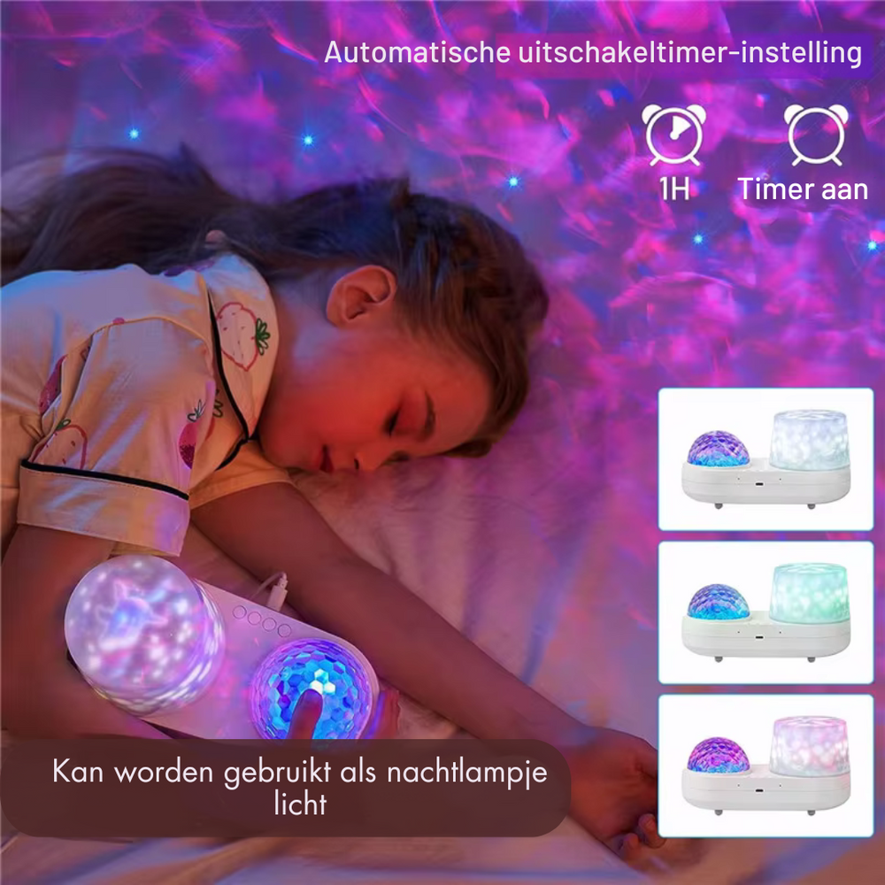 Sterrenhemel Projector voor Kinderen & Volwassenen – LED Nachtlamp met Oceaanlicht & Timer