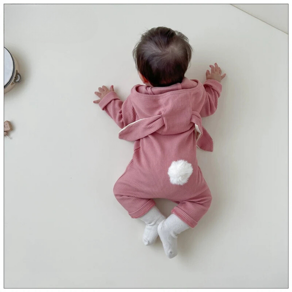 Luvello BunnySnug Baby Romper met Konijnen Oortjes – Zachte Katoenen Unisex Onesie (Maat 66–90)