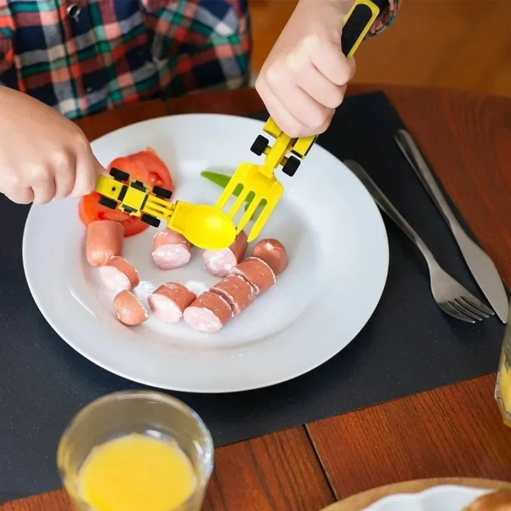 Kinder bestek bouwvoertuig – bestekset kind eten speelgoed