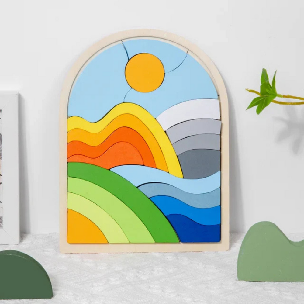EduBuild Puzzelblokken – Duurzaam Houten Bouwspeelgoed voor Kleuters, Stimuleert Creativiteit & Motoriek