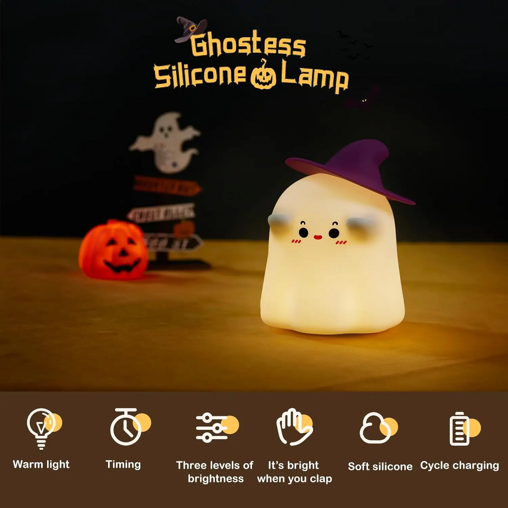 Halloween nachtlampje met zacht sfeerlicht – siliconen, oplaadbaar via USB-C | kinderkamerlamp