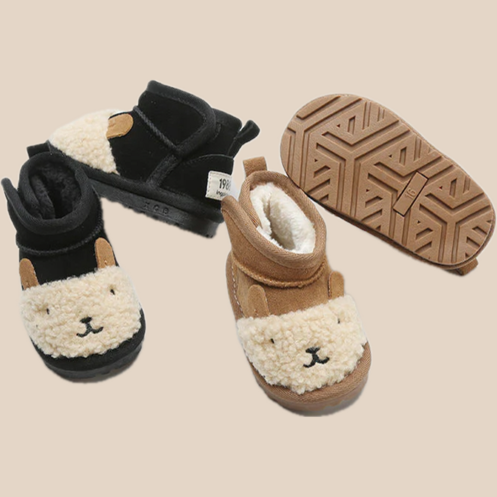 Enkellaars met Cartoon – Nico Unisex, Bruin/Zwart, Suède, Maat 18-39