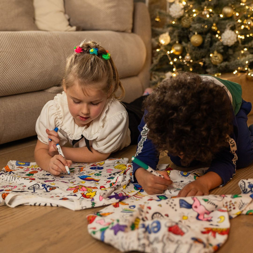 Inkleurbare Kinderpyjama – Personaliseerbare, Zachte en Ademende Pyjama voor Creatieve Kids