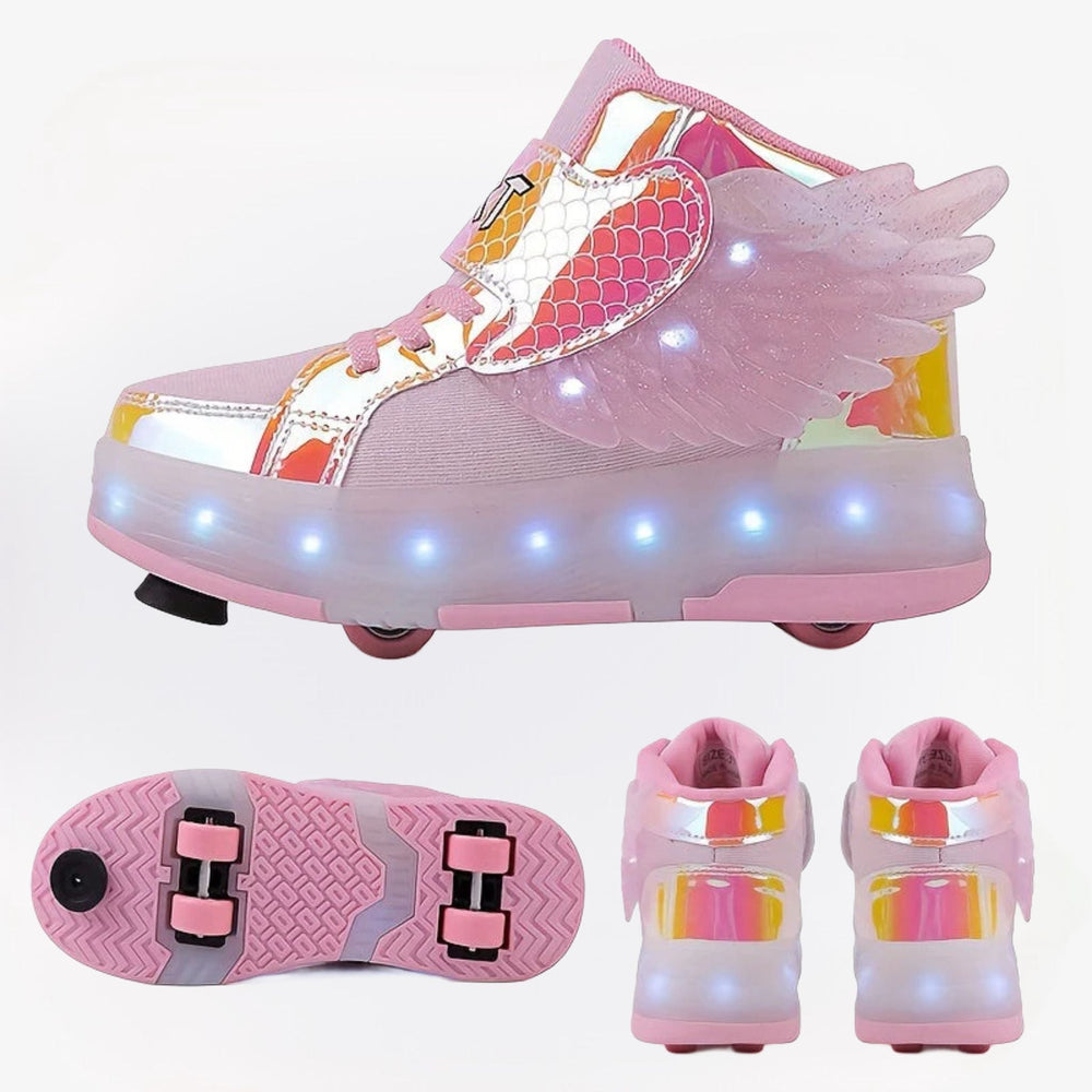 GlowSkate LED Rolschaats Sneakers met Vleugels – Meisjes | Maat 29-37