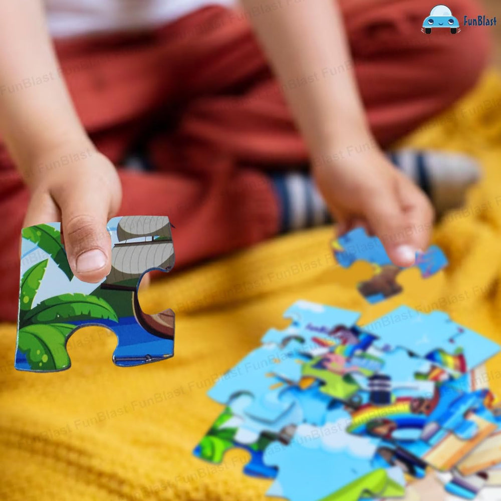 4-in-1 Kinderpuzzel Set – 96 Stukjes Educatieve Dieren & Vervoer Puzzels
