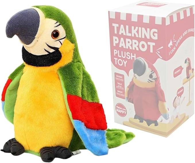 Pratende Papegaai Knuffel – Herhaalt Stem & Geluid (2+)