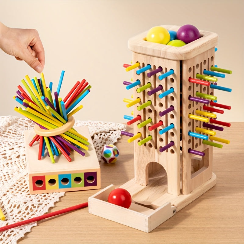 StackJoy Houten Torenspel – Montessori Speelgoed voor Kleuters, Leer Kleuren en Motoriek Spelenderwijs