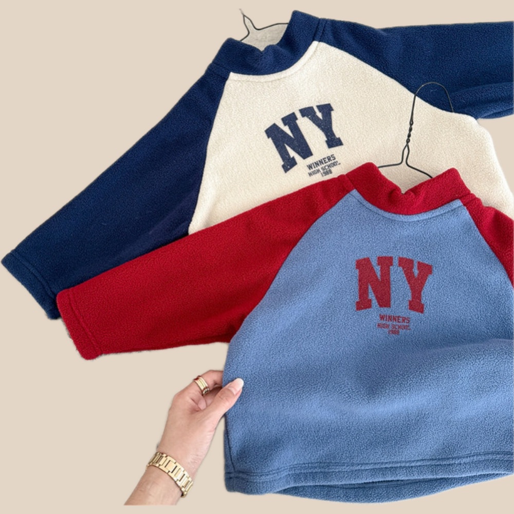 Sweater met Fleece - CityStyle Unisex, Blauw/Wit, Katoen, Maat 0-6 Jaar