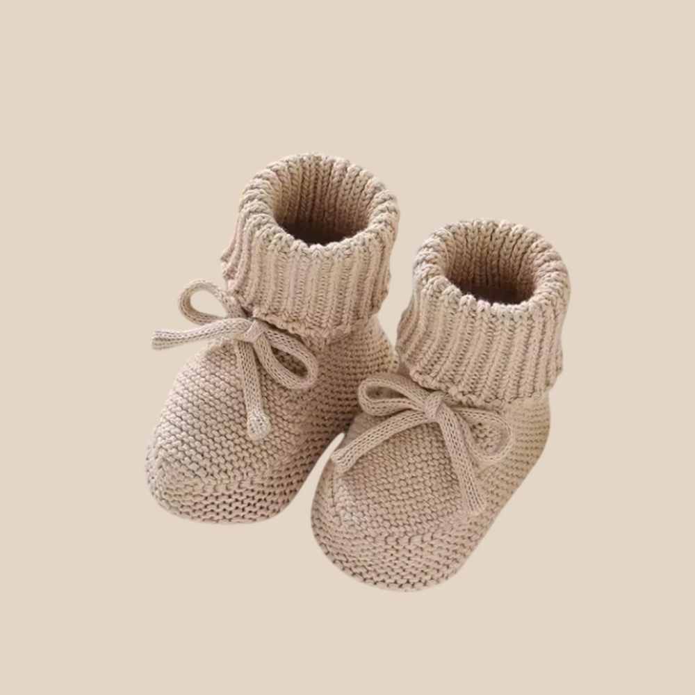 Gebreide Babyslofjes - LittleLoom Unisex, Beige/Wit/Roze/Groen, Maat 0-2 Jaar