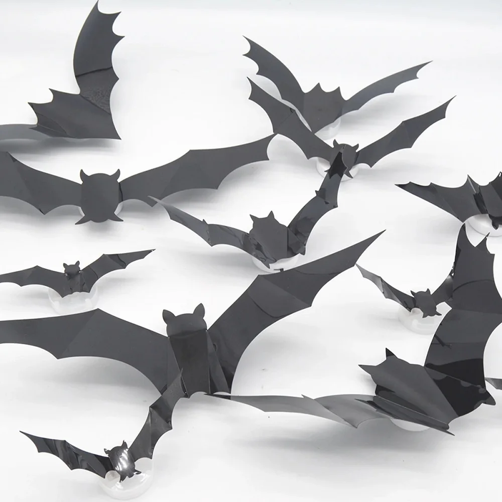 Halloween wanddecoratie met lichtgevende vleermuizen – 3D-effect, voor muur en deur | muurstickers