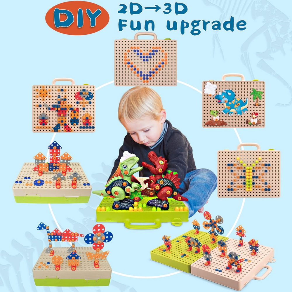 DinoBuilder Bouwspeelgoed Set – Creatief Educatief Speelgoed met Werkende Gereedschappen en Dino-ontwerpen