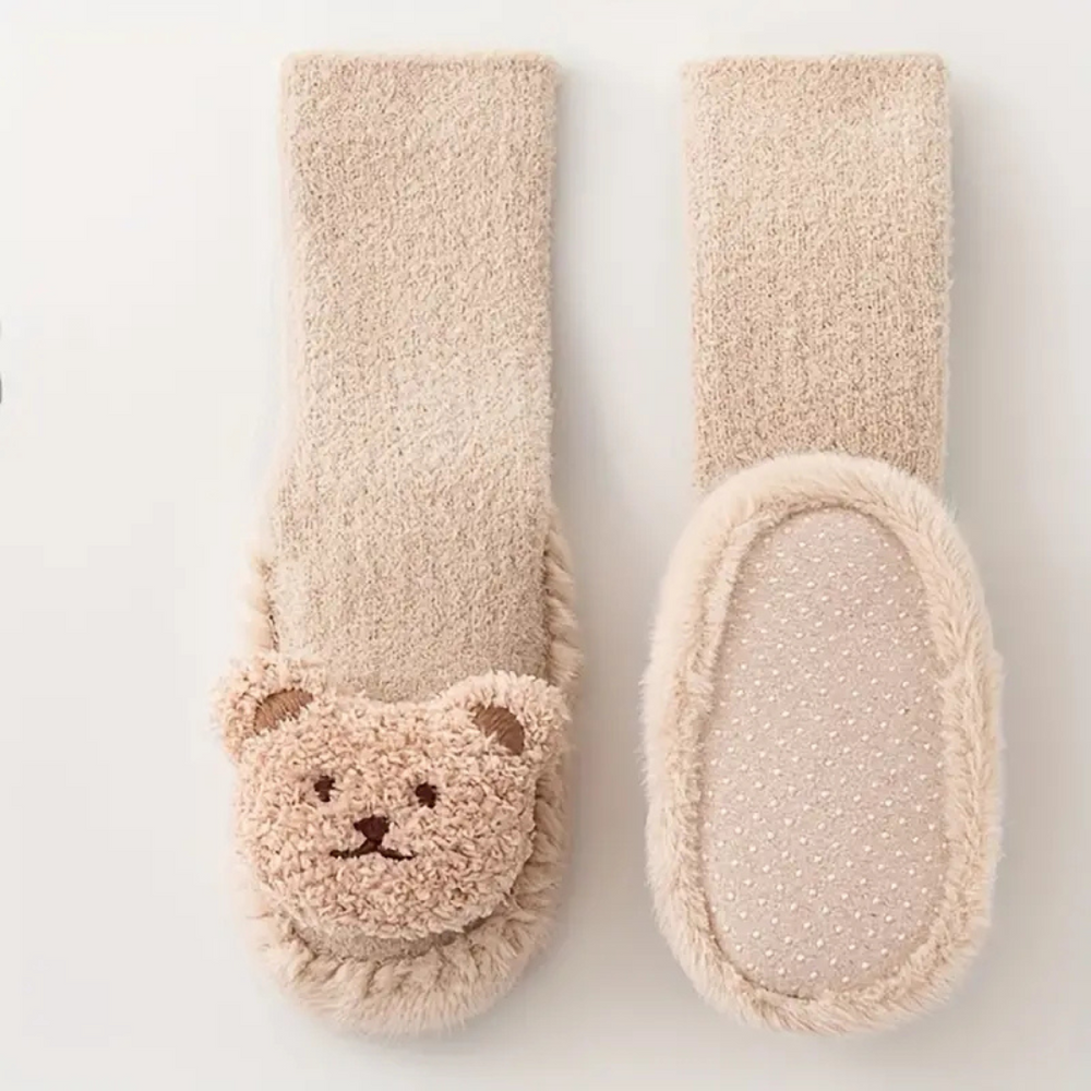 Beary Socks Kinder Slofsokken – Warme Pluche Sokken met Teddybeer & Antislip